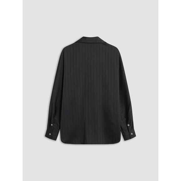 Commense "Charlotte" Oversized Button Up Collared Blouse - Black - Size S - Picture 2 of 9